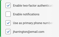 A four item vertical list example where the checkbox appears to the left of the text labels. Three checkboxes are checked.