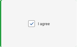 Example of a checkbox with label text to the right and checkbox is checked.