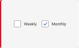 A horizontal listing of checkboxes with text labels. One checkbox is checked.